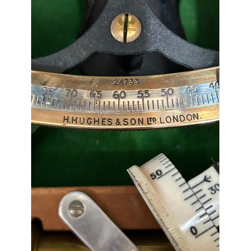 955 - Henry Hughes & Son Ltd cased sextant no 24733, in original fitted case with label to interior of lid... 