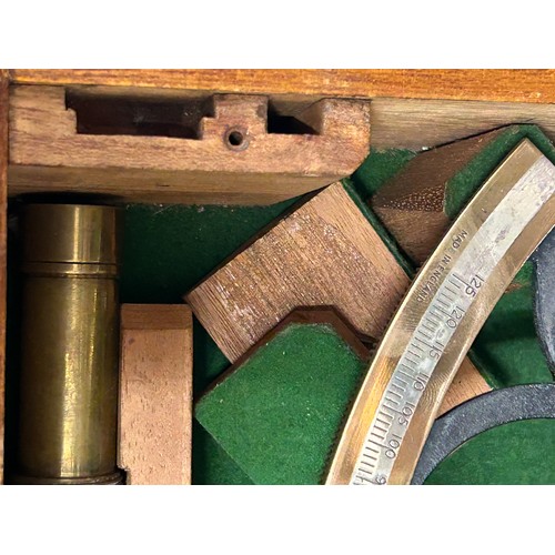 955 - Henry Hughes & Son Ltd cased sextant no 24733, in original fitted case with label to interior of lid... 