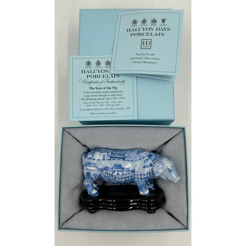 344 - Halcyon Days Porcelain 'The Year of the Pig' limited edition 55/250 with certificate and box along w... 