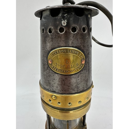 970 - Patterson Lamps Ltd type GTL 9 miner's lamp stamped 5 Gateshead-on-Tyne.