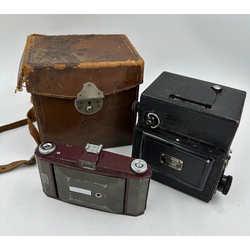 956 - Two Ensign cameras to include Focal Plane Roll Film Reflex aldis uno anastigmat F4.5 4 inch focus al... 