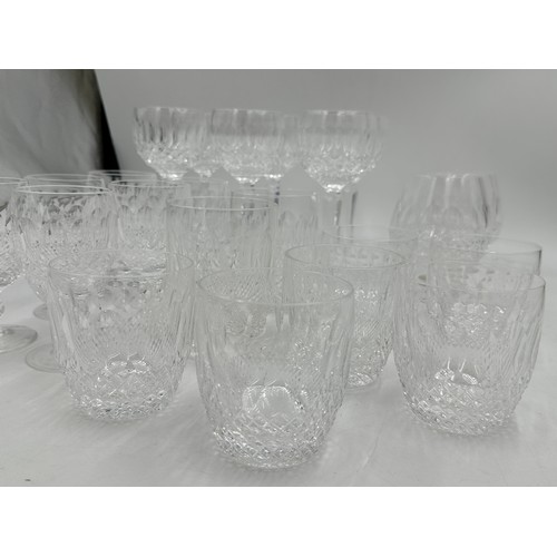 481 - A selection of Waterford Colleen pattern glasses comprising 6x hock glasses, 2x brandy glasses, 2x t... 