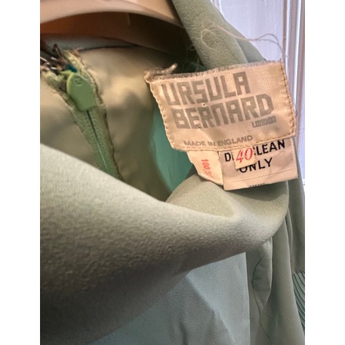 868 - Vintage 1960's clothing : a mint green full length evening dress by Ursula Bernard, labelled 40 with... 