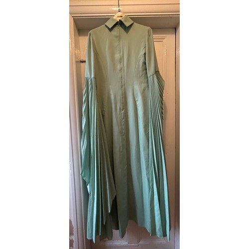 868 - Vintage 1960's clothing : a mint green full length evening dress by Ursula Bernard, labelled 40 with... 