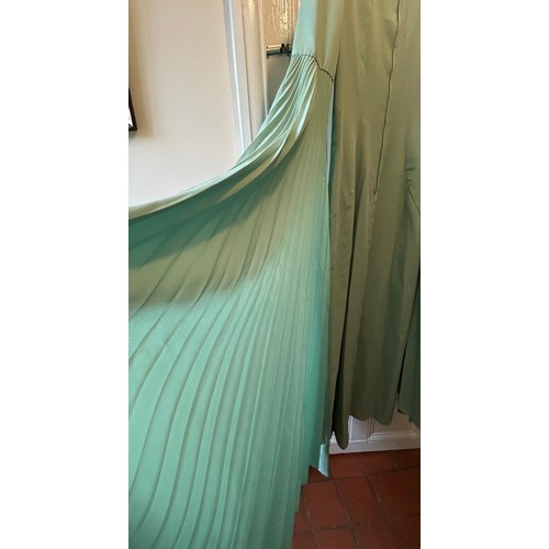 868 - Vintage 1960's clothing : a mint green full length evening dress by Ursula Bernard, labelled 40 with... 