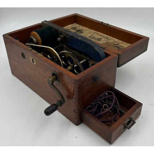 957 - A Victorian electric shock machine in original mahogany case, label to interior 