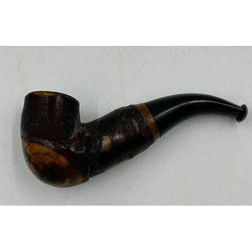 1171 - Five pipes to include two meerschaum both with amber stems, one with white metal mounts in fitted ca... 