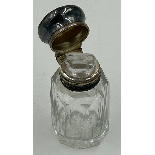 774 - A collection of 5 silver topped/collared scent bottles and 3 others. Tallest 14.5cm. Most a/f.