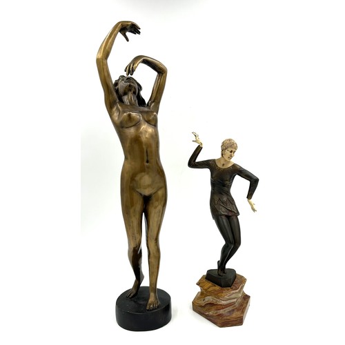 1173 - After Johann Ferdinand Preiss, an Art Deco style bronzed spelter and resin figure of a Charleston da... 