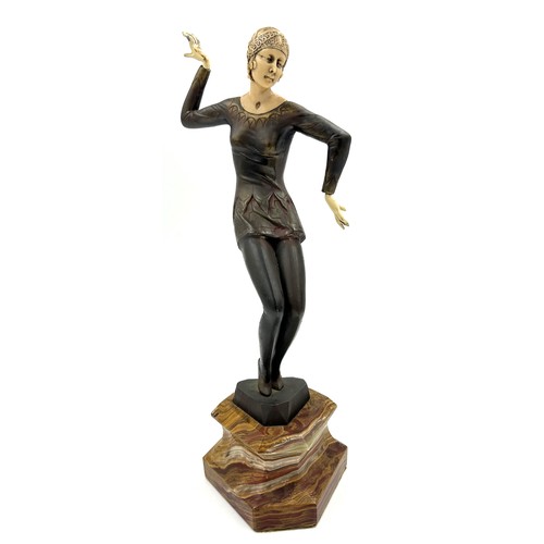 1173 - After Johann Ferdinand Preiss, an Art Deco style bronzed spelter and resin figure of a Charleston da... 