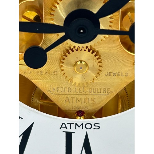 983 - A Jaeger le Coultre Atmos clock, gilt brass cased, white chapter ring, Roman numerals, fifteen jewel... 