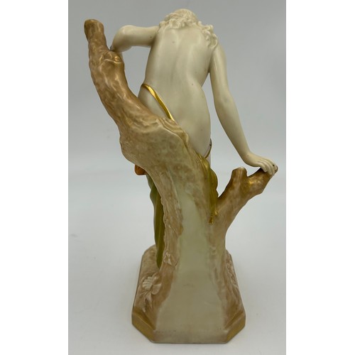 354 - A Royal Worcester figure, The Bather Surprised, green and gilt robe pattern no. 486, date mark for 1... 