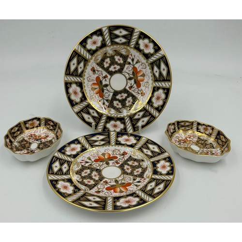 355 - Royal Crown Derby. Old Imari 1128 pattern to include 1 x  plate 22cm, 2 x coffee cans and saucers, 1... 