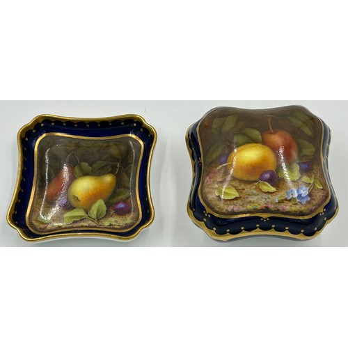 367 - Various Coalport ceramics with painted fruit comprising a cabinet cup and saucer signed J R Budd, a ... 