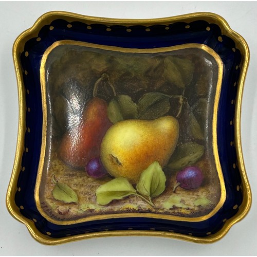 367 - Various Coalport ceramics with painted fruit comprising a cabinet cup and saucer signed J R Budd, a ... 