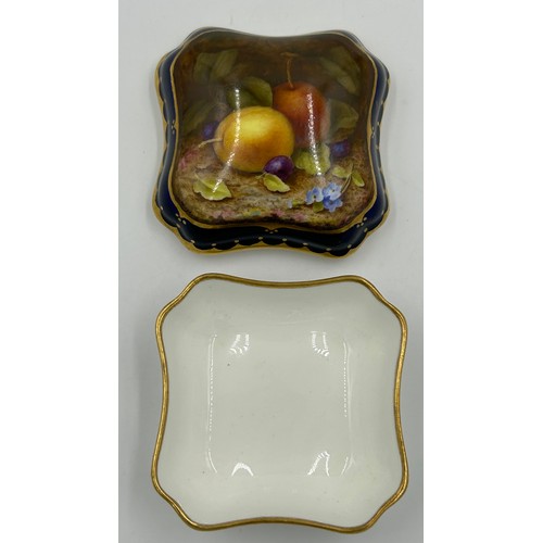 367 - Various Coalport ceramics with painted fruit comprising a cabinet cup and saucer signed J R Budd, a ... 