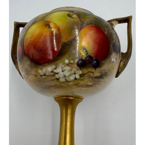 370 - A Royal Worcester fruit painted vase and cover, dated 1921, decorated and signed by Ricketts with ap... 