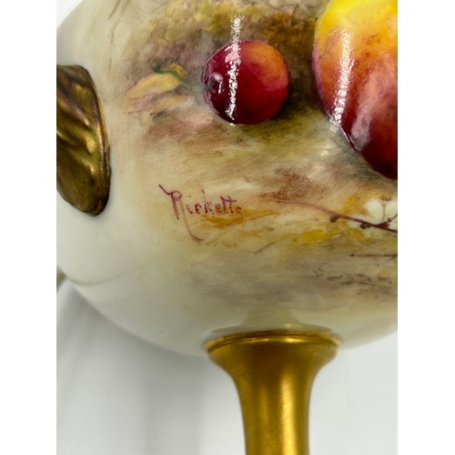 370 - A Royal Worcester fruit painted vase and cover, dated 1921, decorated and signed by Ricketts with ap... 