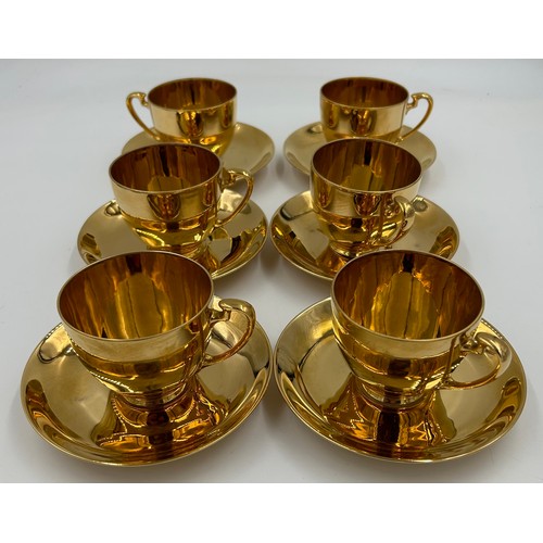 381 - A Noritake part tea set in gold comprising of a cake plate, 6 x cups & saucers, 6 x tea plates, suga... 