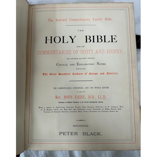 1035 - A Victorian leather bound metal mounted National Comprehensive Family Bible by Rev John Eadie publis... 