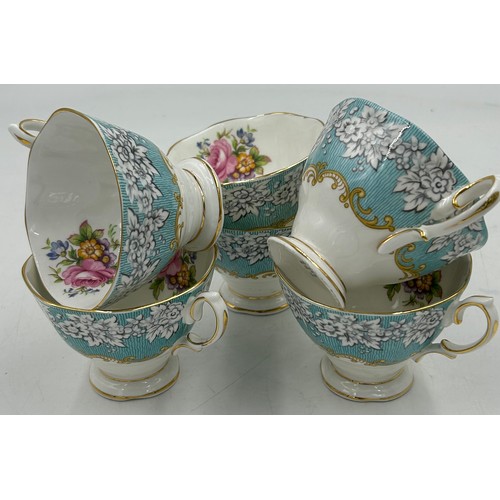 388 - A Royal Albert Enchanted part tea service comprising of 1x cake plate 27cmw, milk jug, 6x teacups, 6... 