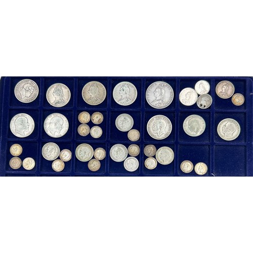 723 - A collection of coins and notes some silver to include 211g of pre 1921 silver coins, 310g of pre 19... 