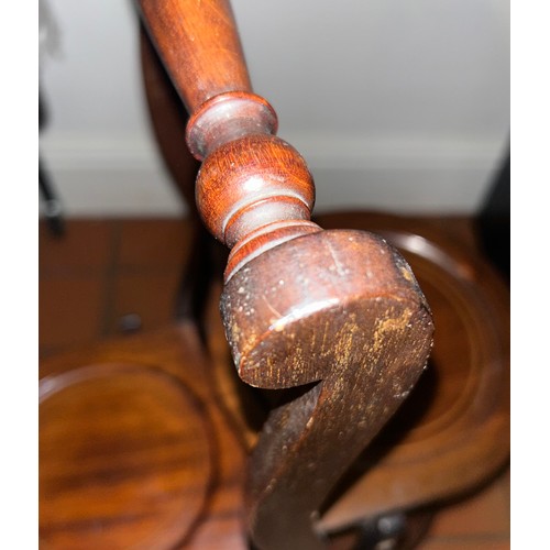 30 - An Edwardian four tier mahogany Folding Cake Stand with circular inlay on each tier 86cm x  27cm.