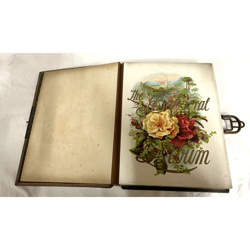 917 - A late 19thC Balmoral Musical Album with metal clasp containing 42 photographs and working musical m... 