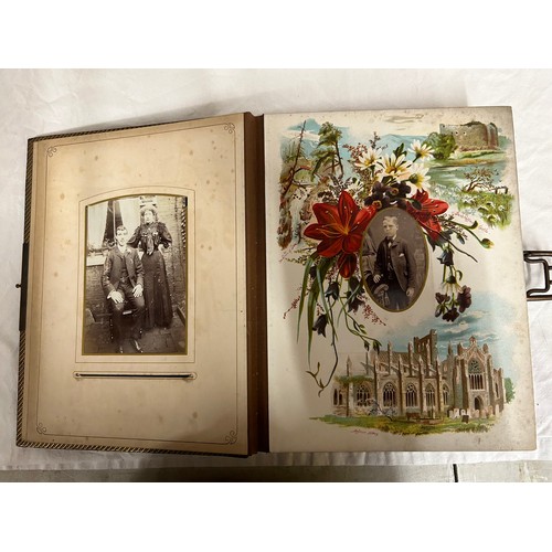 917 - A late 19thC Balmoral Musical Album with metal clasp containing 42 photographs and working musical m... 