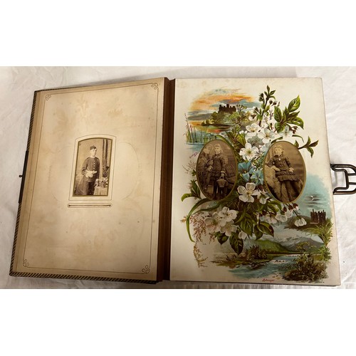 917 - A late 19thC Balmoral Musical Album with metal clasp containing 42 photographs and working musical m... 