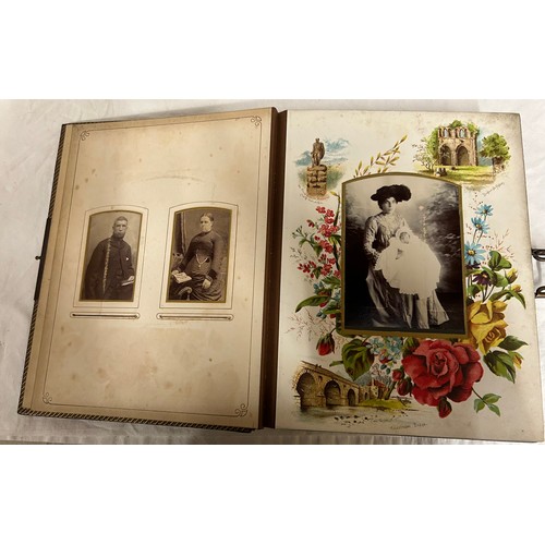 917 - A late 19thC Balmoral Musical Album with metal clasp containing 42 photographs and working musical m... 