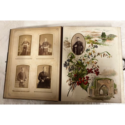 917 - A late 19thC Balmoral Musical Album with metal clasp containing 42 photographs and working musical m... 