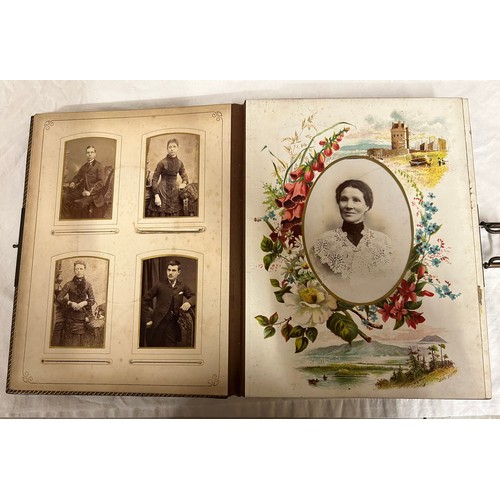 917 - A late 19thC Balmoral Musical Album with metal clasp containing 42 photographs and working musical m... 