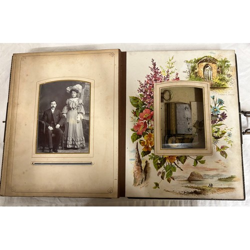 917 - A late 19thC Balmoral Musical Album with metal clasp containing 42 photographs and working musical m... 