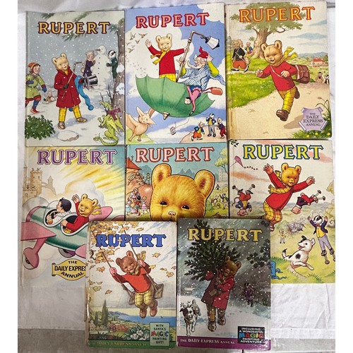 1038 - A collection of 26 Rupert the Bear Annuals to include years 1950, 1954,1958, 1959,1961,1964,1965,196... 