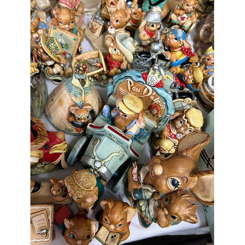 395 - A large collection of 150+ Pendelfin figurines some in original boxes, houses, backdrops, trees and ... 