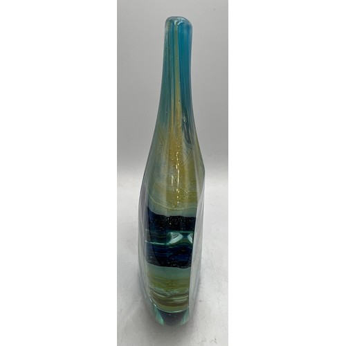 490 - A Mdina 20thC Sea and Sand Lollipop vase. 18cm h.