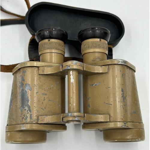 962 - Three pairs of binoculars to include German Afrika Corps Tropical Officers stamped 6 x 30 with tropi... 