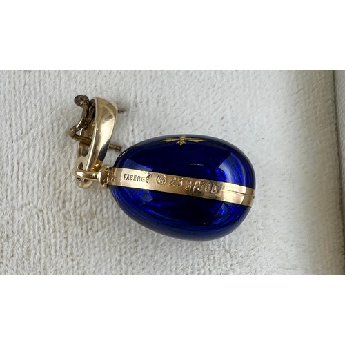 568 - A Victor Mayer for Fabergé limited edition 18 carat gold guilloche enamel egg pendant in original pr... 