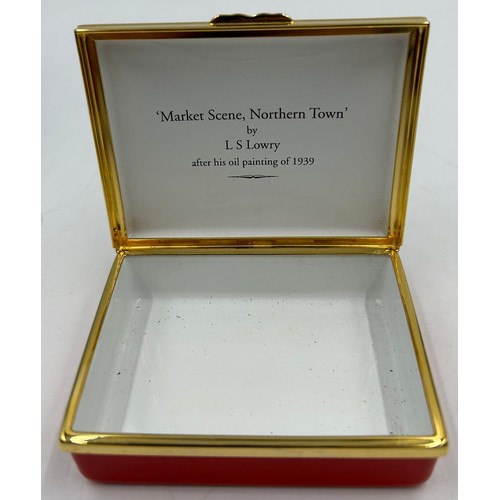 470 - A collection of Halcyon Days Enamels to include limited edition 'Market Scene Northern Town' after L... 