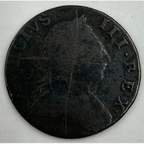 729 - A George III 1797 Cartwheel Penny together with George III 1775 Farthing, Victoria 1854 Britanniar C... 