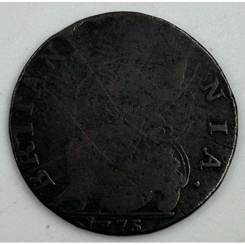 729 - A George III 1797 Cartwheel Penny together with George III 1775 Farthing, Victoria 1854 Britanniar C... 