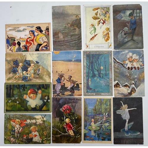 1186 - A miscellaneous lot to include Vintage Glass Marbles (59),  48 x 'Fairy' postcards with 28 by Margar... 