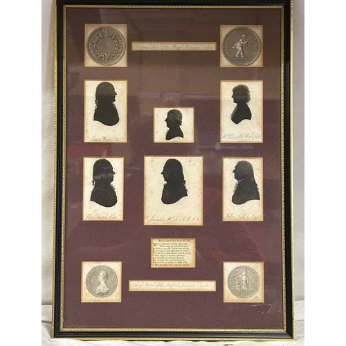 1194 - A miscellany:- Silhouettes in oval gilt frames, silhouettes of well known 18th and 19thC members of ... 