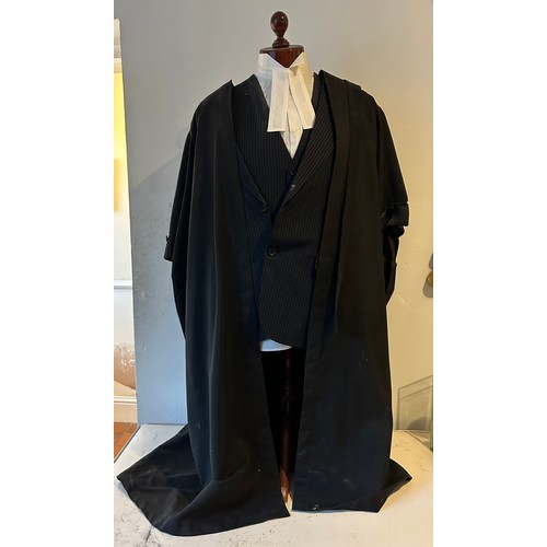 874 - Judge's regalia and costume comprising an Ede and Ravenscroft gown, barrister’s wig in monogrammed t... 