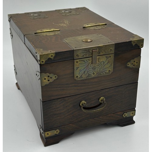 1197 - A miscellany to include a wooden vanity case with interior fold out mirror and drawer, a convex wall... 