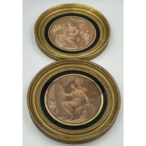 1207 - A collection of 19th C/20th C frames, round and oval gilt frames to include two circular verre eglom... 