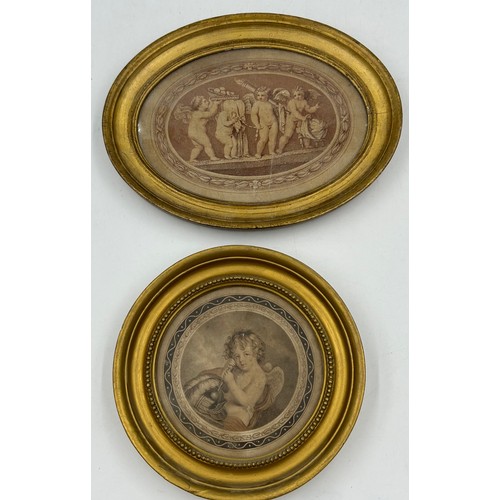 1207 - A collection of 19th C/20th C frames, round and oval gilt frames to include two circular verre eglom... 