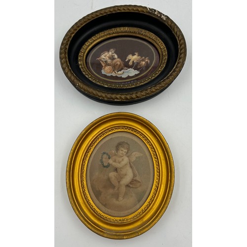 1207 - A collection of 19th C/20th C frames, round and oval gilt frames to include two circular verre eglom... 