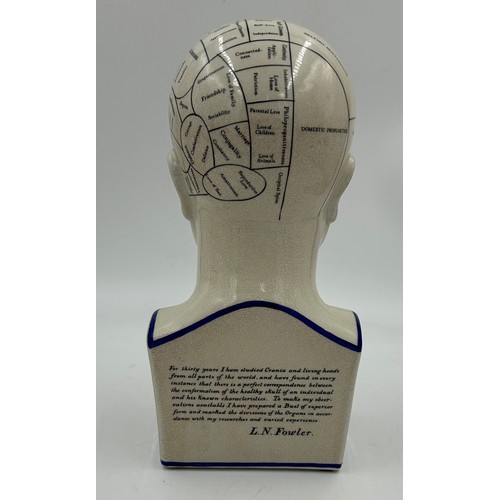 402 - A porcelain L N Fowler phrenology head. 29cm h.